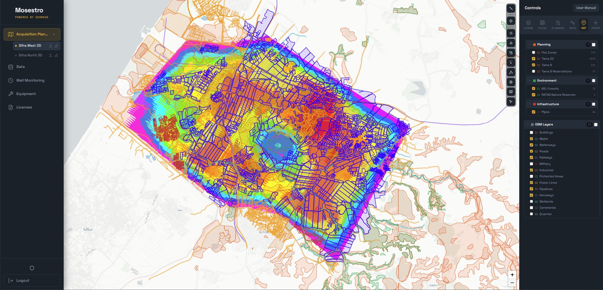 Acquisition Planning — survey layers on fold map