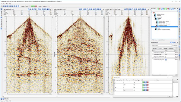 Pre-stack gathers, noise and multiple attenuation