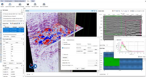 Seismic data visualized in 2D and 3D