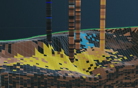 3D reservoir model with wells