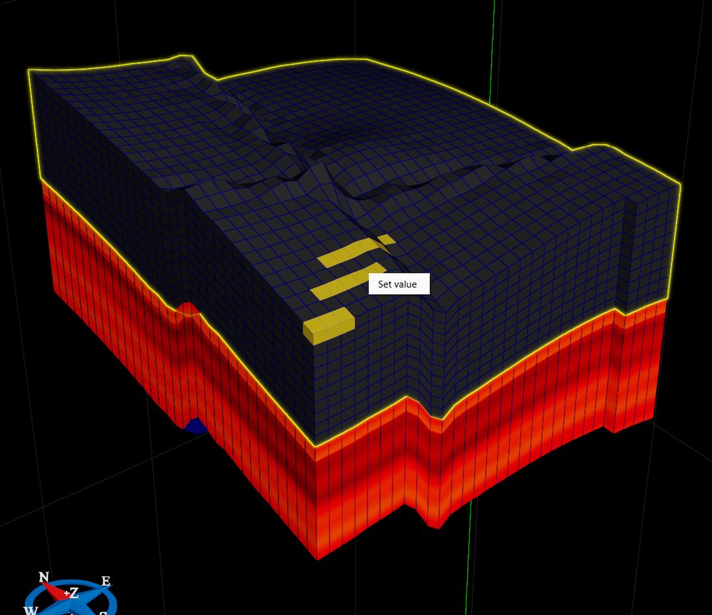 Setting property values on cells of a 3D grid