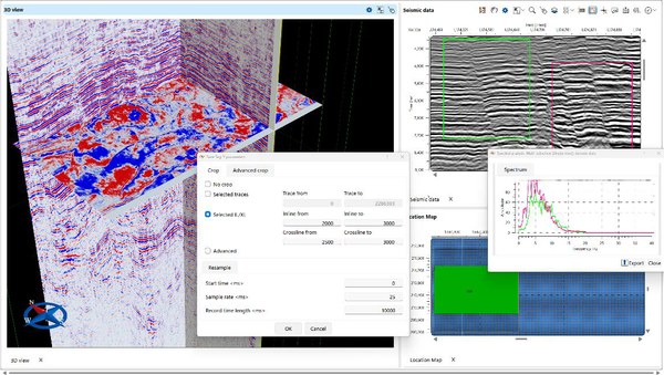 Post-stack views with advanced cropping