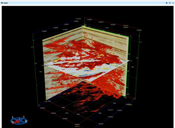 3D post-stack seismic volume displayed with opacity mode in g-Viewer